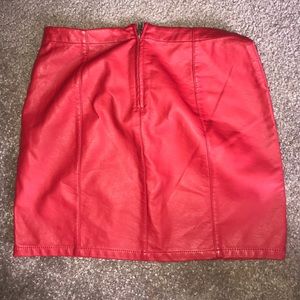 Red leather skirt